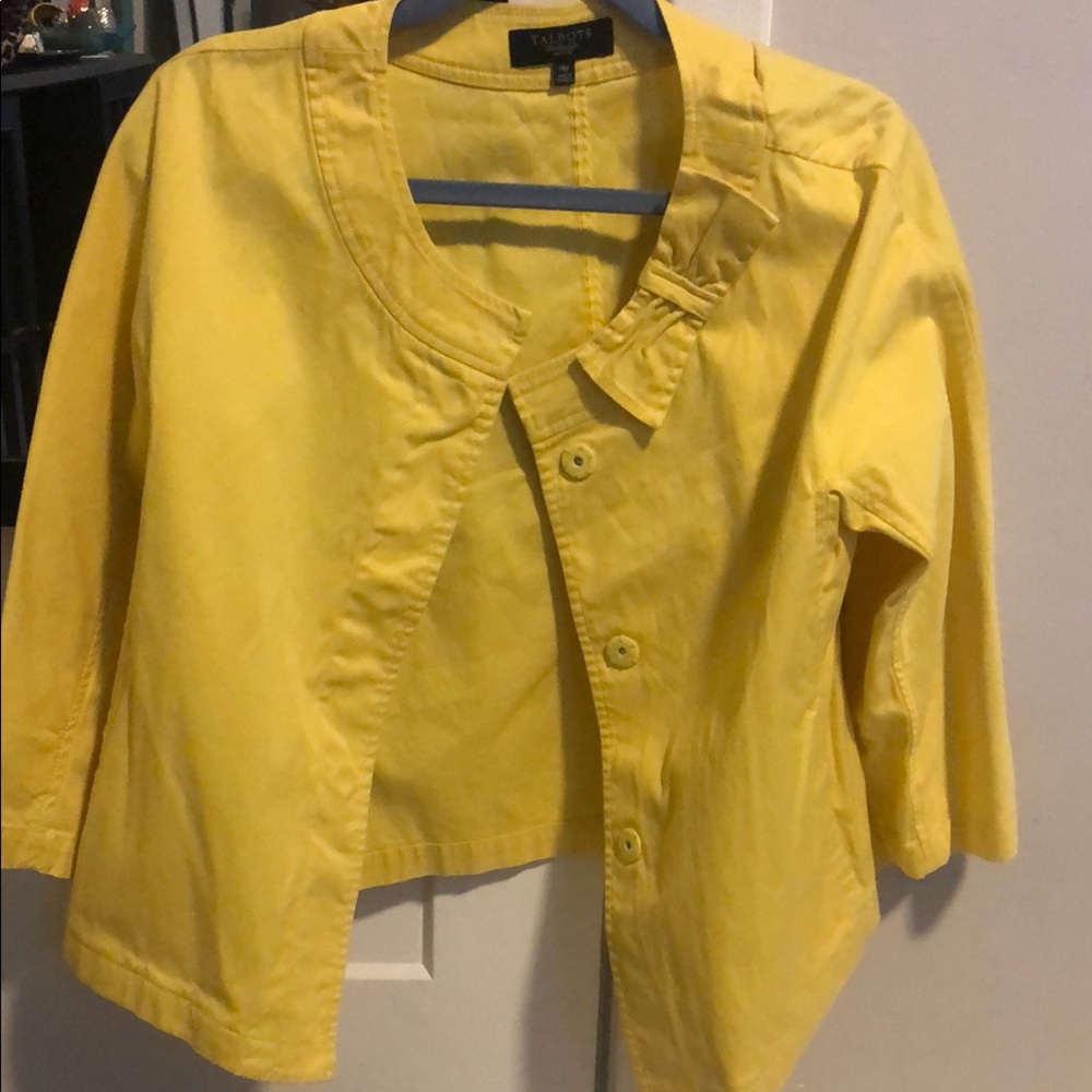 Talbots Yellow Utility Jacket with Relaxed Fit and Cropped Style